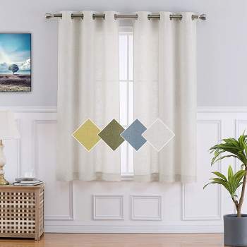 Linen Blend Textured Grommet Farmhouse Window Curtain Panels for Living Room Bedroom