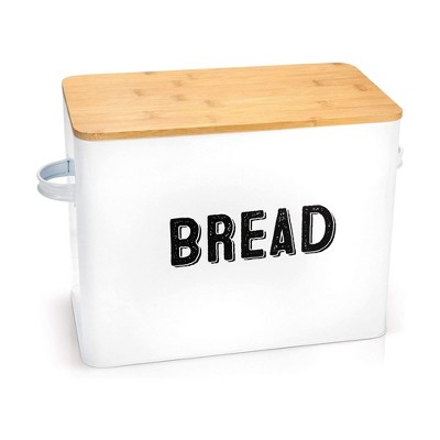 Amici Home White Carmel Metal Storage Bread Bin With Handled Lid, Airtight  Seal, Food Safe, White W/ Relief Pattern & Brown Handle, 288 Oz. : Target