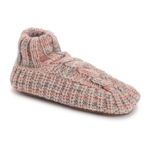 MUK LUKS Women's Icelandic Space Dye Marl Cabled Cuff Booties - 1 of 4
