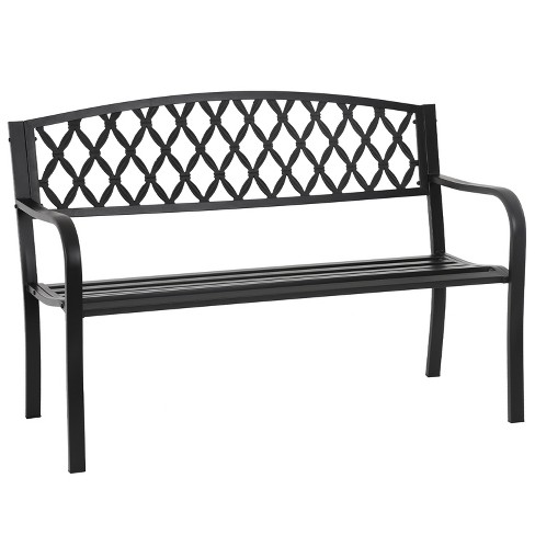 FDW Garden Bench 50 Inch Park Bench Metal Outdoor Benches Weather-Resistant for Lawn Yard Porch Work Entryway, Black - image 1 of 4