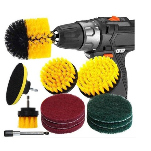 Motorcycle Cleaning Supplies Boat VIBRATITE 18 Pieces Drill Brush Attachments with Long Reach Attachment Auto Power Scrubber Soft White Car Wash Kit with Sponge & Buffing Pad for Carpet Interior Detail Brush