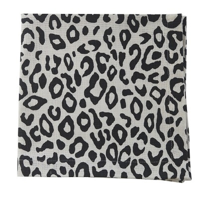 Split P Safari Leopard Printed Napkin Set - Black