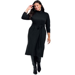 Avenue Women's Plus Size Ray Of Light High Neck Midi Dress - 1 of 4