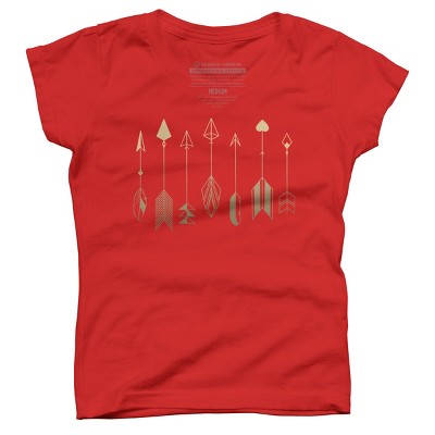 Girl's Design By Humans Be Brave Little Arrow (gold) By staceyroman T-Shirt