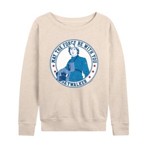 Women's - Star Wars - Luke Sykwalker Americana Lightweight French Terry Wide Neck Long Sleeve Shirt - 1 of 4