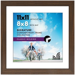 Americanflat 11x11 Picture Frame with Shatter-Resistant Glass - Use as 8x8 Frame with Mat or 11x11 Frame Without Mat - Signature Collection - Walnut - 1 of 4