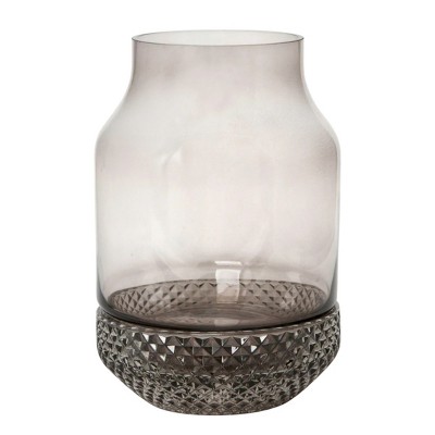 Slickblue Hand Blown Solid Color Glass Decorative Flower Vase - 8" Tall in Light Purple or Grey