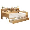 Sapphtopaz Wooden Daybed with Storage Shelves 2-Drawers Storage Study Desk Multi-functional Bedroom Furniture - 3 of 4