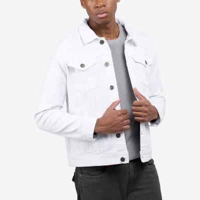 CULTURA Men's Saddle Stitch Color Denim Jacket With Flap Pocket in WHITE Size S — фото 4