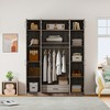 TIRAMISUBEST 4-Door Wardrobe with 1 Storage Drawer and Top Cabinet, Bedroom Closet Armoire with Storage Shelves - 2 of 4
