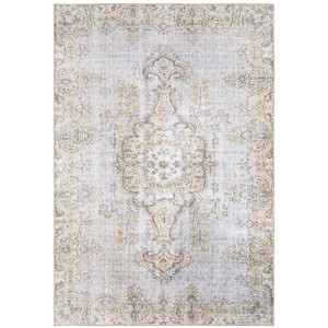 Scarlett Traditional Medallion Area Rug Gray/Gold - Captiv8e Designs - 1 of 4