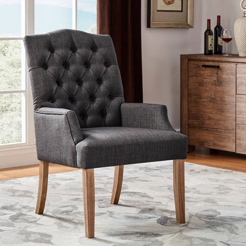 Raghnaid Distressed Tufted Linen Dining Chair - Inspire Q, 3 of 11