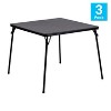 Flash Furniture Madelyn Black Folding Card Table - Lightweight Portable Folding Table with Collapsible Legs - Set of 3 - 2 of 4