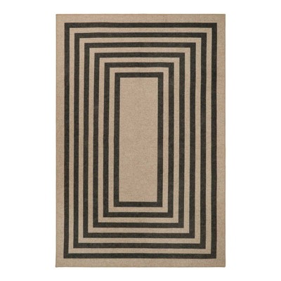 Lahome Rectangle Geometric Frame Machine Washable Outdoor Area Rug-Durable Carpet for Patio, Deck, or Garden