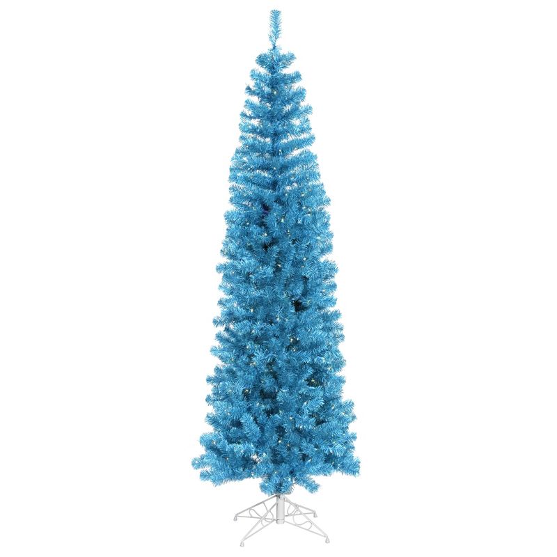 Vickerman Sky Blue Dural Pencil Artificial Christmas Tree, 1 of 5