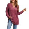 Clearlove Womens 2025 Fall Sweaters Long Sleeve V Neck Tunics Tops Side Split Sweatshirt With Pocket - 4 of 4