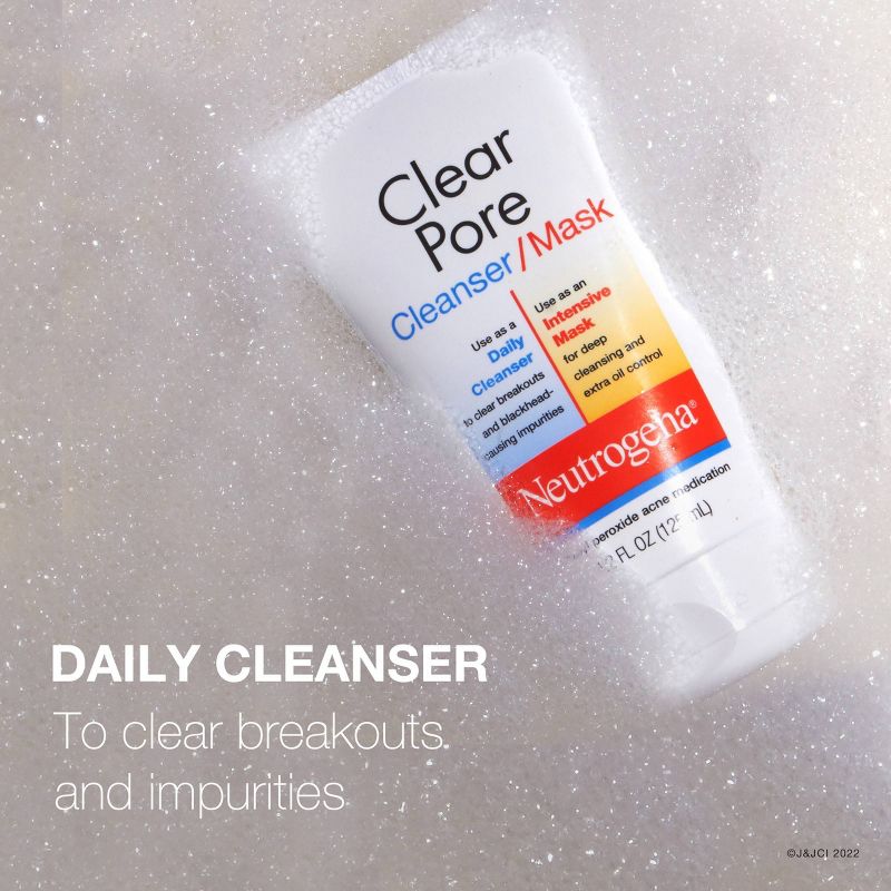 Neutrogena Clear Pore 2 in 1 Facial Cleanser/Face Mask with Kaolin &#38; Bentonite Clay - 4.2 fl oz, 5 of 13