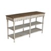 Three-Tier Wooden Console Table, Distressed White & Beige Farmhouse Entryway Table - 3 of 4