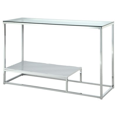 Tressie Chrome Glass Top Sofa Table White - HOMES: Inside + Out