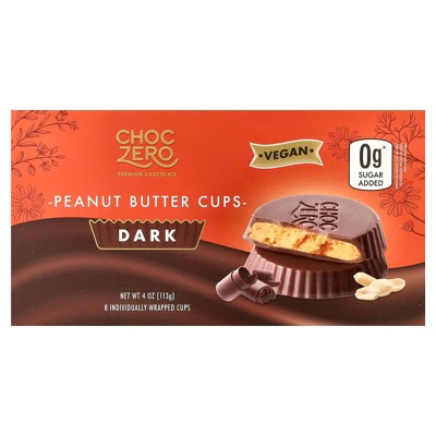 ChocZero, Peanut Butter Cups, Dark, 8 Individual Wrapped Cups, 4 oz
