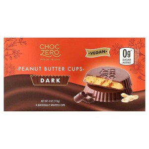 ChocZero, Peanut Butter Cups, Dark, 8 Individual Wrapped Cups, 4 oz - 1 of 2