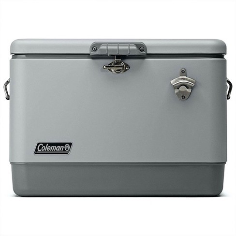 Coleman Reunion 54 Quart 85 Can Ice Chest Stainless Steel Belted Matte  Cooler for Backyard Tailgates and Birthday Parties, Truffle