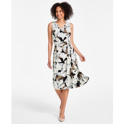 Kasper Womens Floral Midi Dress