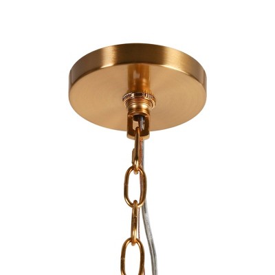 Swarajism Polished Brass and Mottled Glass Pendant Light
