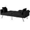 DOMETOUR 74 Inch Futon Sofa Bed Upholstered Sleeper, Adjustable Back Convertible Sofa Bed for Living Room Bedroom Furniture - 2 of 4