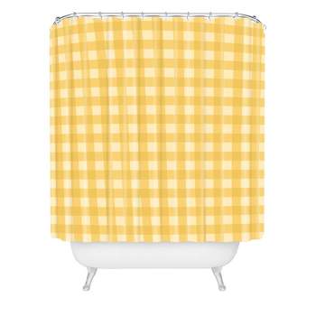 Colour Poems Gingham Pattern Shower Curtain Yellow - Deny Designs