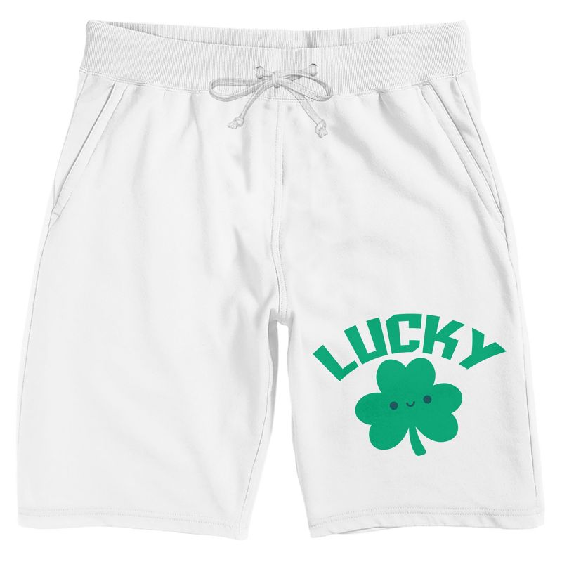 "Lucky" Clover Men's White Lounge Shorts, 1 of 4