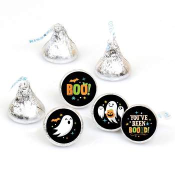 Big Dot of Happiness You've Been Booed - Ghost Halloween Party Round Candy Sticker Favors - Labels Fits Chocolate Candy (1 sheet of 108)