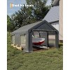 Heavy Duty Carport Canopy, 12x20 FT Outdoor Metal Garage Shelter with Removable Sidewalls & Doors, Portable Storage Shed - 3 of 4