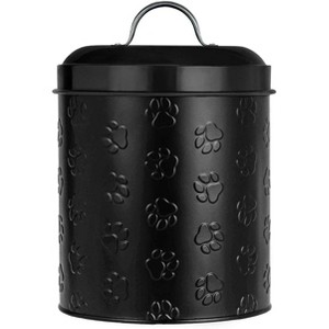Amici Pet Puppy Paws Black Metal Food Canister, Medium, 104oz, Black - 1 of 3