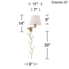 360 Lighting Clement Modern Swing Arm Wall Lamps Set of 2 with Cord Covers Warm Brass Plug-in Light Fixture White Linen Drum Shade for Bedroom Bedside - 4 of 4