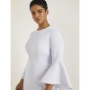 ELOQUII Women's Plus Size Flare Sleeve Scuba Dress - 18, White - 3 of 4