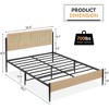 Full/Queen Size Bed Frame with Rattan Headboard, Underbed Storage and Rounded Corners, No Box Spring Needed, White Oak (Full/Queen) - 2 of 4