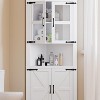 Jojoka Farmhouse Corner Cabinet,Tall Corner Storage with Glass Door & Adjustable Shelves for Living Room - 4 of 4