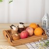 BRINJOY Rattan Serving Tray, Hand Woven Tray with Handles, Rectangular Wicker Basket Tray for Coffee Table Home Decor (14.5 x 10.2 x 1.4 inch) - 4 of 4