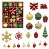Aoibox 82pcs Christmas Ornaments Set Shatterproof Plastic Holiday Tree Decorations with Pre Tied Strings Red Gold Green for Home Party - 2 of 4