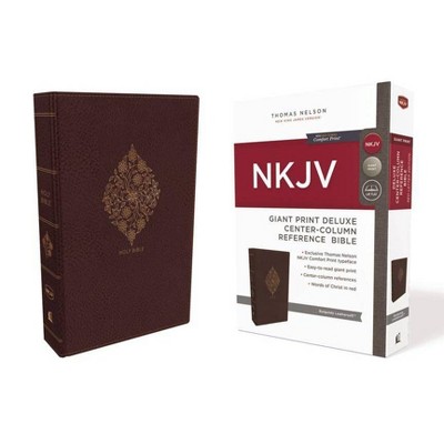 NKJV, Deluxe Reference Bible, Center-Column Giant Print, Imitation Leather, Burgundy, Red Letter Edition, Comfort Print - Large Print (Leather Bound)