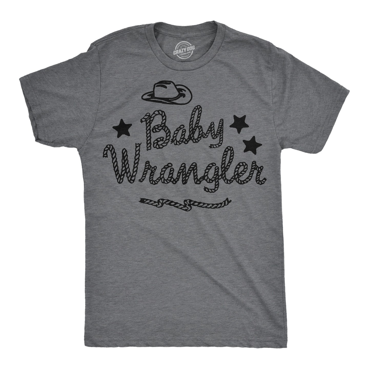 Мужская футболка Crazy Dog T-Shirts, Inc. Funny T Shirts Baby Wrangler Sarcastic Parenting Tee For Men - Crazy Dog T Shirt with Fun Design Dark Grey, цвет: Тёмный серый — фото 1