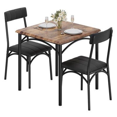 Dining Table Set for 2 with Upholstered Chairs, Kitchen Table and Chairs for 2, 3 Piece Dining Room Table Set