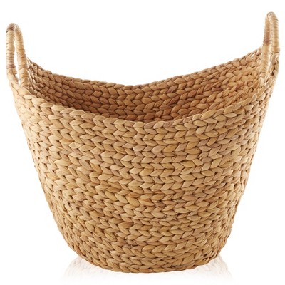 Natural Water Hyacinth Oval Storage Basket with Handles