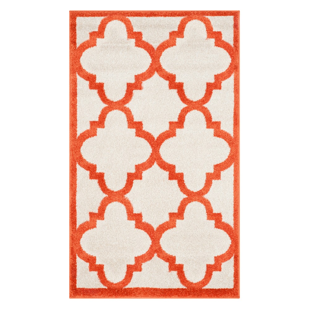 2'6inX 4' Amherst Geometric Outdoor Rug Beige/Orange - Safavieh