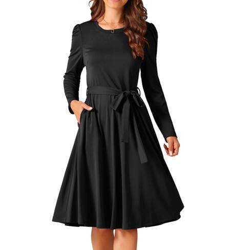 Long sleeve knee length dress best sale