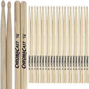 ChromaCast 7A USA Made Hickory Drumsticks Pair - Wood Tipped - Drum Sticks Tour Tested by Pro Drummers - Real American Hickory Wood - 1 of 4