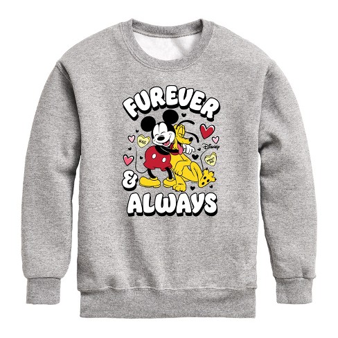 Boys Disney Furever And Always Graphic Long Sleeve Fleece Sweatshirt Athletic Heather Small
