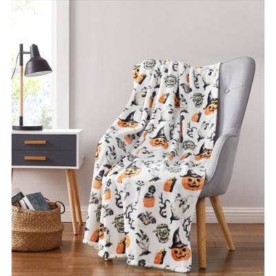  Ke1Clo Ghost Plush Blanket, Double-Sided Spooktacular