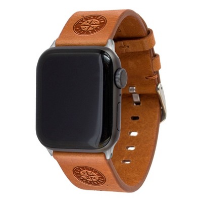 MLB Seattle Mariners Apple Watch Compatible Leather Band 42/44mm - Tan